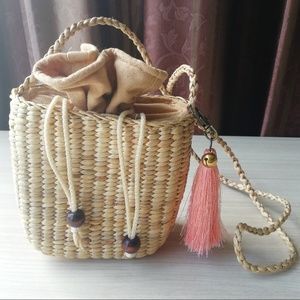 Rattan Woven Wicker Basket Summer Beach Straw Bag